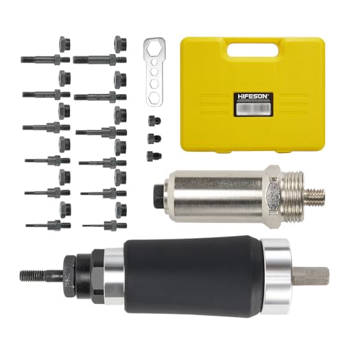 Rivet Nut Tool, Electric Drill Adapter Rivet & Rivet nut Two Functions Rivnut Tool Kit,Including 12 Rivet Nut Mandrels and 4 Rivet Heads