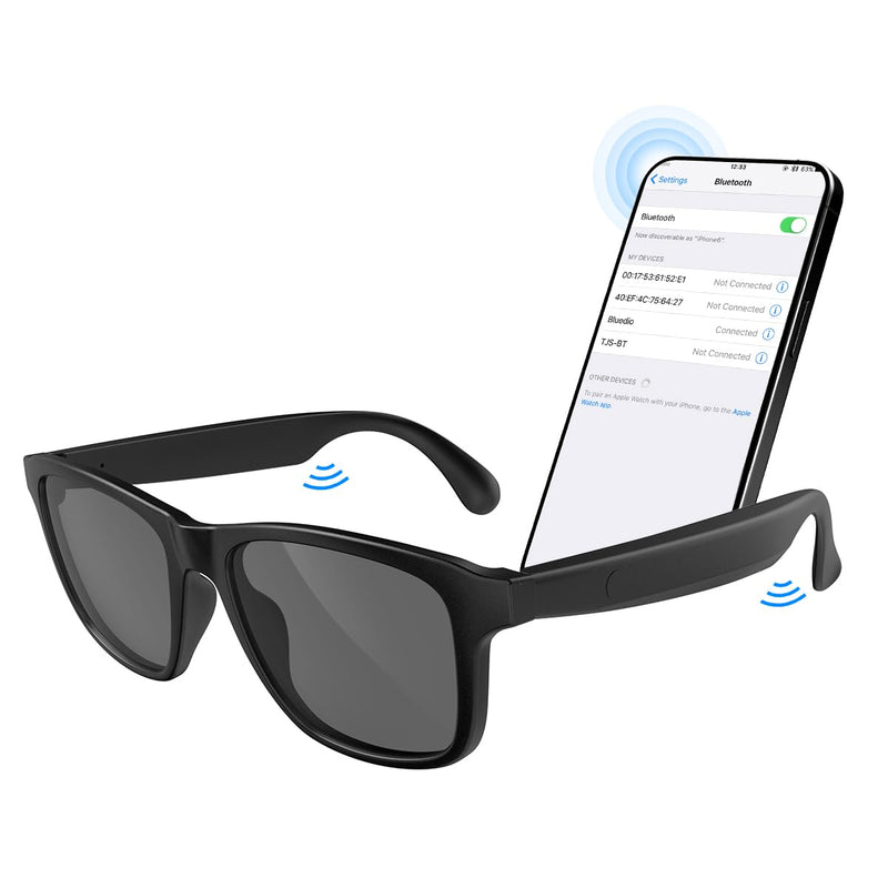 Smart Glasses for Men & Women, Bluetooth Sunglasses Audio Eyewear, Built-in Mic & Speakers, Athletic/Outdoor UV Protection Music SunGlass lenses Unisex