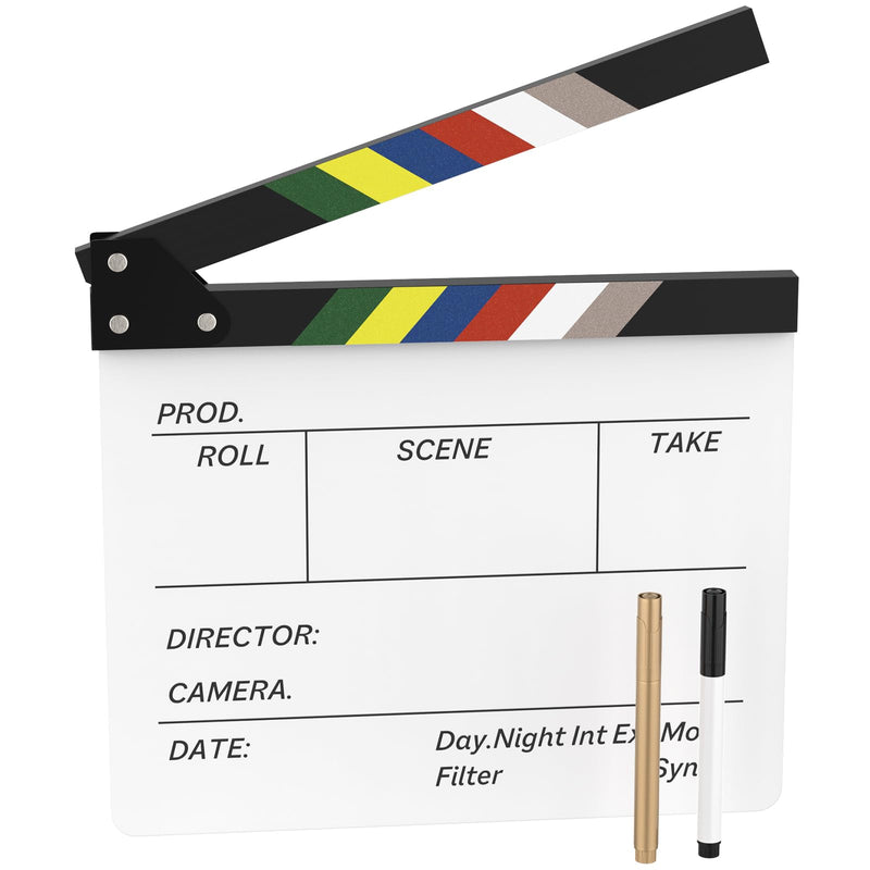 Acrylic Film Movie Clapper-Board,Hollywood Directors Photography Studio Video TV Clapper Board with Erasable Pen Movie Theater Props Decor,Acrylic Clap Board 10.5 X 11.7 inches