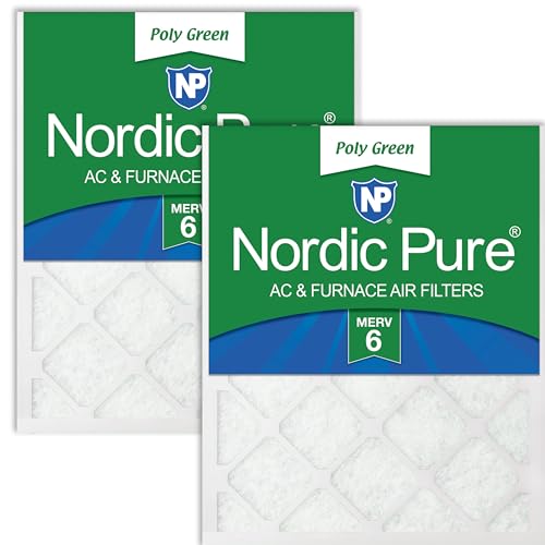 Nordic Pure 16x30x1 Poly Green MERV 6 Pleated AC Furnace Air Filters 2 Pack MERV 6 Poly Green