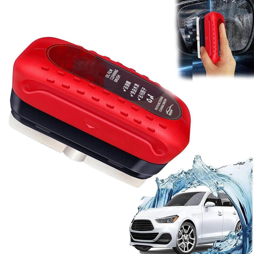 Automotive Oil Film Cleaning Brush,Glass Cleaning Board, Prevents Rain and Fog Cleaning Glass Brushr, Oil Film Cleaning Brush, All in One Wipe On Oil Film Remover