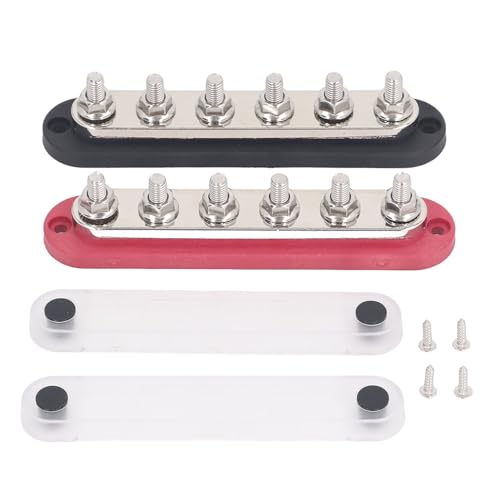 Busbar 300A 12-48V 5 Terminal Bolts Earthing Busbar with Protective Cover for Automobile Cars Boats Block Brass Busbar Terminal Block for