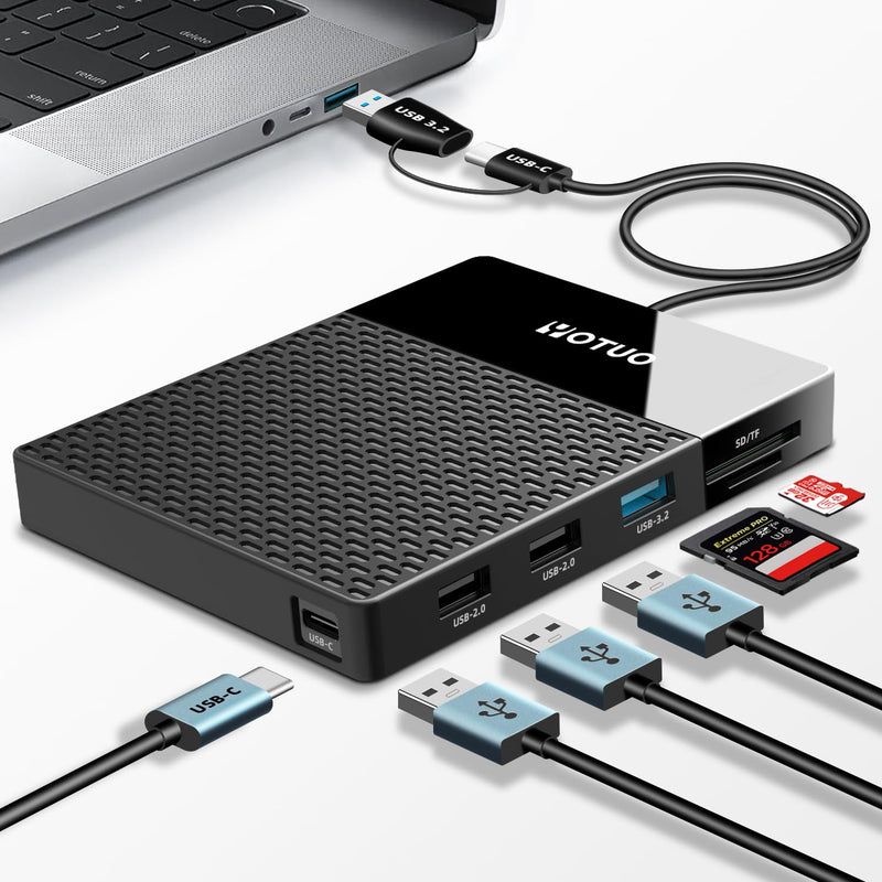 1TB External Hard Drive, USB C Multiport Hub HDD 7-in-1, USB 3.0, SD/TF Card Reader, Docking Station, Multi-Function HDD for Windows, Mac, Android, TV, Phone, Laptop, Desktop, PC 1TB+Docking station Black