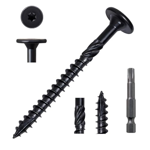 LIONMAX Structural Wood Lag Screws #14 x 2-7/8 Inch, 100PCS, Black #14 x 2-7/8" 100