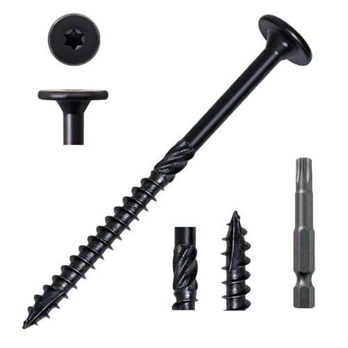 LIONMAX Structural Wood Lag Screws, #14 x 3-1/2 Inch, 100-PCS, Black #14 x 3-1/2"