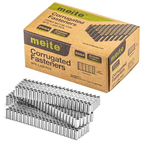 meite Corrugated Fasteners MC138, 1-Inch Crown, 3/8" Length, 1,200 PCS 3/8" 1,200 Counts