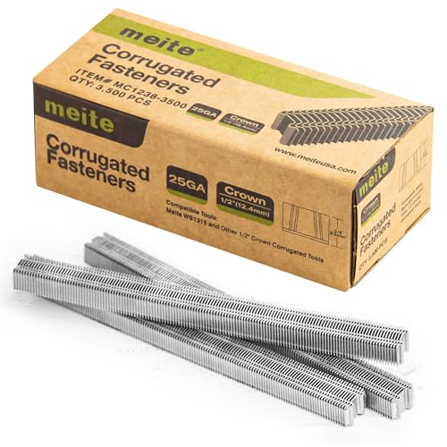 meite Corrugated Fasteners MC1238, 1/2-Inch Crown, 3/8" Length, 3,500 PCS 3/8" 3,500 Counts
