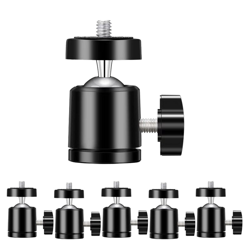 6pcs Mini Universal Ball Heads Tripod Ball Head Camera Screw Mount, 360 Degrees Rotatable Tilt with 1/4 inch Screew for Cameras Smart Phone Tripods Monopods Camcorder LED Light Stand