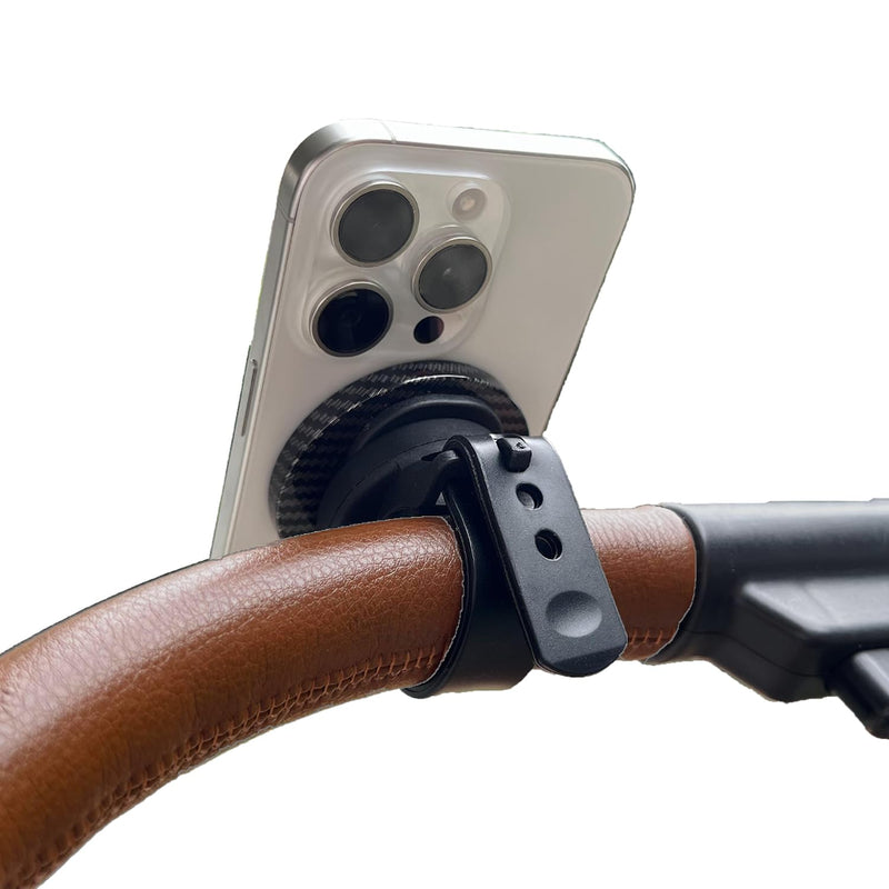 Magnetic Cell Phone Holder Mount for Gym Golf Cart Stroller Bed Car Steering Wheel Magnet Phone Mount, 360° Rotatable, Silicone Handlebar Phone Mount