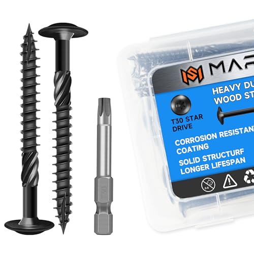 Lag Screws 3 Inch, Construction Wood Screw #14 x 3, 100-Pack Heavy Duty Self Driiling Structural Screws, Black Anti-Rust Coated Exterior Wood/Lag/Timber Screws, Torx/Star Drive Lag Bolts #14 x 3"