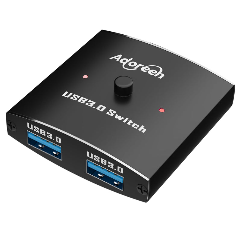 Adoreen USB 3.0 Switch Y Splitter, 2 in 1/1 in 2 Out Switch Selector, Bi-Directional 2 Computers Share 1 USB A Devices for Printer Cable, Keyboard, Scanner, Mouse