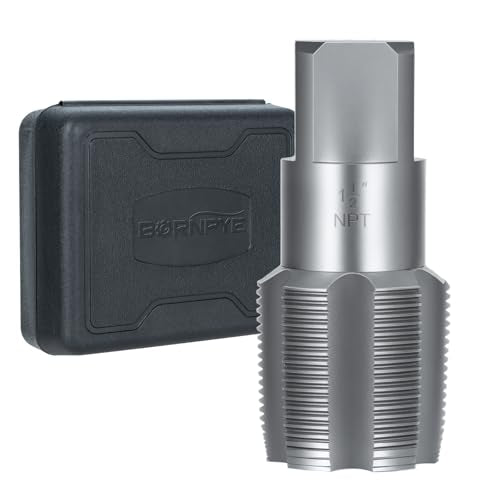 1-1/2"-11-1/2 NPT Pipe Tap Set, Precision Carbon Steel Taps Tool, Metric and Standard for Clean and Re-thread Damaged or Jam Pipe Threads in with Durable Plastic Case 1-1/2" NPT
