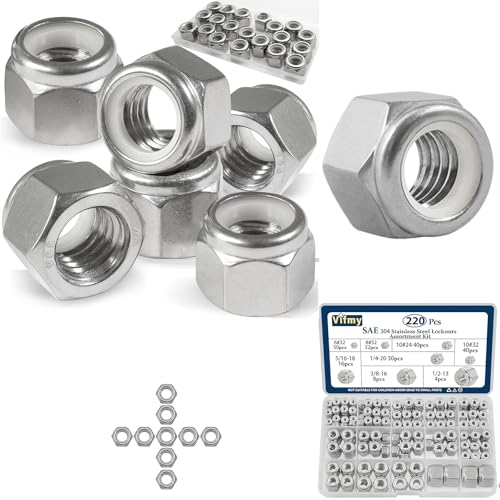 20 Pack 1/2"-13 Inch Locknuts & Vifmy SAE Rivet Nut Assortment Kit(220 Pcs)