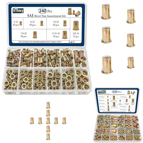 SAE Rivet Nut Assortment Kit(240Pcs) & Vifmy Metric & SAE Rivet Nut Assortment Kit(420 Pcs)