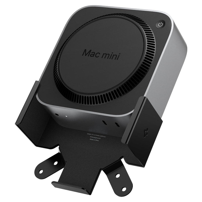 Spigen Mount Designed for Mac mini M4/M4 Pro (2024) VESA Anti-Scratch Behind Monitor, Under The Desk, Wall Stand VESA Hole Strong Adhesive LD205 - Black AMP09226