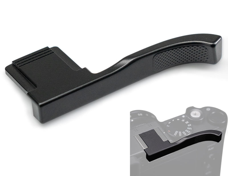 Metal Thumb Up Grip for Leica D-LUX8 DLUX8 Camera, Hot Shoe Thumb Rest Support Grip ，Exclusive Vintage Anti-Slip Pattern, Enhance The camera's Grip Feel (Black) Black