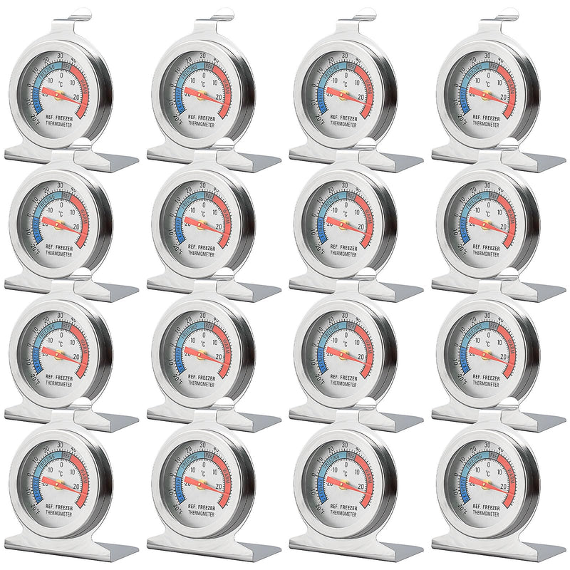 16 Pack Refrigerator Thermometer Large Dial Freezer Thermometer Classic Series Fridge Alarm Thermometer Internal Temperature Gauge for Fridge Freezer Cooler