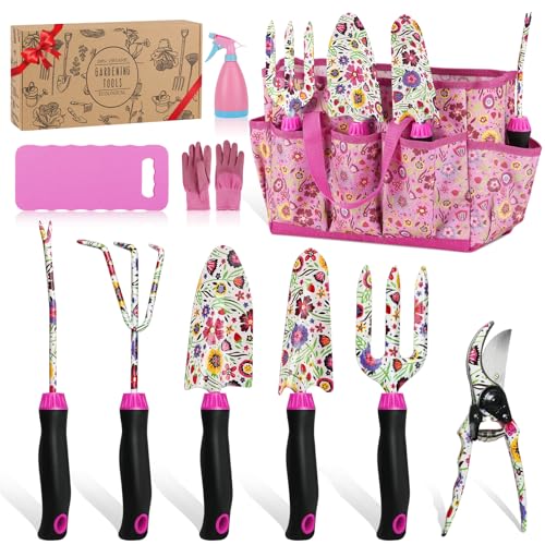 Housolution Gardening Tools Set, 10PCS Gardening Gifts for Women, Pink