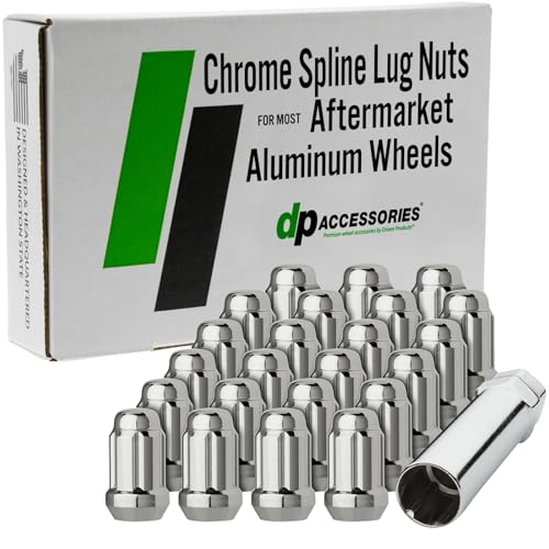DPAccessories Lug Nuts Compatible with 2007-2017 Jeep Wrangler | Chrome Spline Style | Aftermarket Aluminum Wheels Only | Set of 23 Wheel Nuts & 1 Tool | DJEWRA03A-CH/1 2007-2017 Aftermarket Wheels