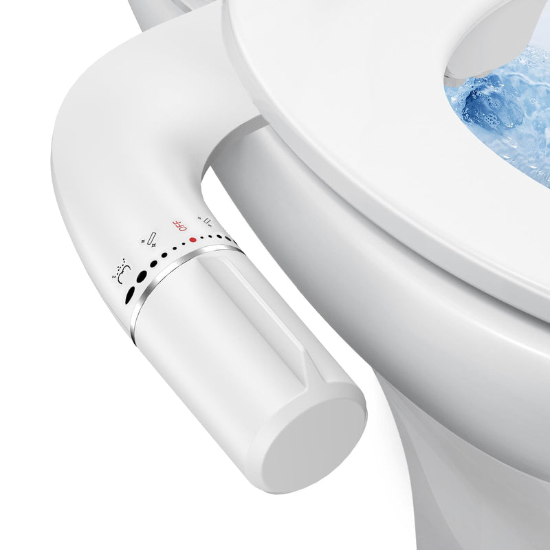 Bidet Attachment for Existing Toilet Seats, Ultra-Slim, Non Electric, Dual Nozzle, Rear & Feminine Wash, Fresh Cold Water Sprayer, Badays Bedets Bedits Badette Bidgets, Silver