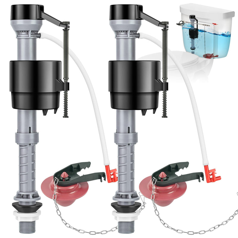 Universal Toilet Flusher Replacement Kit, Toilet Fill Valve and 2-Inch Flapper Replacement Kit, Toilet Parts Inside Tank Kit, Adjustable, Quiet and Easy to Install (2-Pack)
