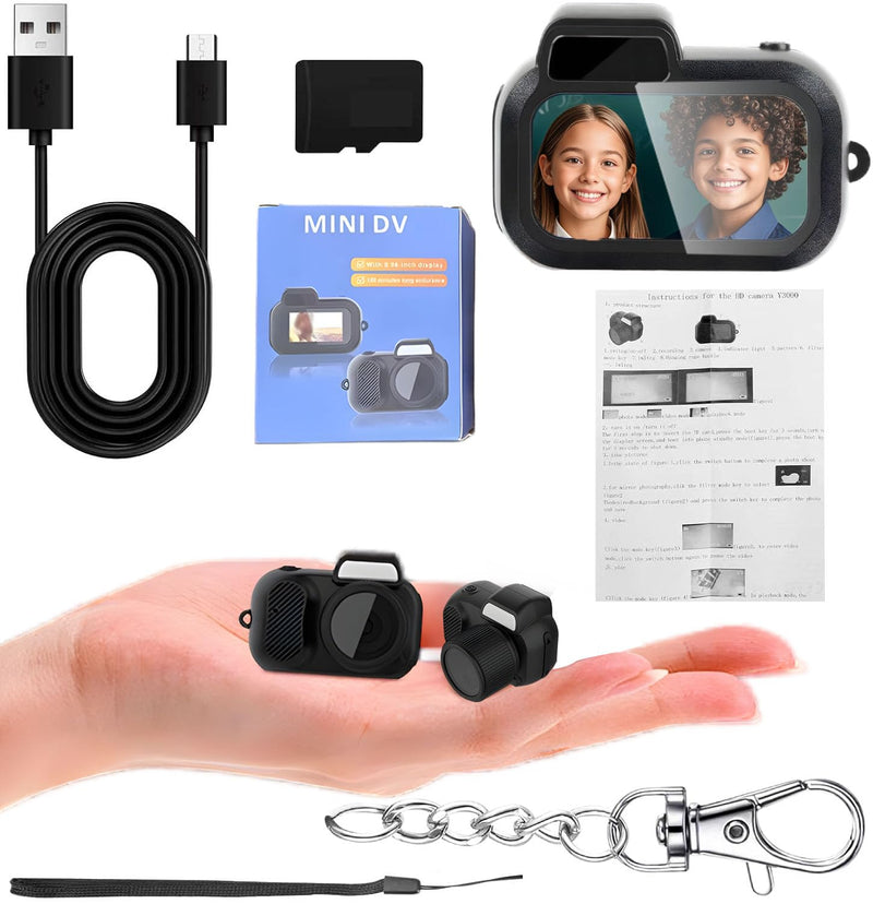 Mini Camera Keychain - 1080p HD, DV Video, 64GB for Students & Kids
