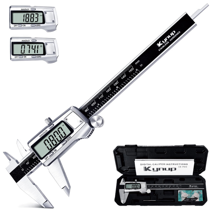 Kynup Digital Vernier Caliper, 150 mm Calliper Digital Stainless Steel | Electronic Digital Caliper Measuring Tools, Digital Calliper for Household and Industrial Measuring Gauge, Black