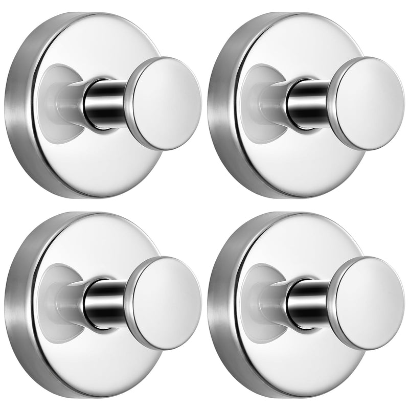 Suction Cup Hooks for Shower No-Drill Bathroom Hooks for Towels, Robes, Loofah Mountable on Bathroom Walls, Kitchen, Glass, Mirrors,Tile,Smooth Non-Porous Surfaces,Removable,4pcs,Chrome Polished 4 Chrome Polished