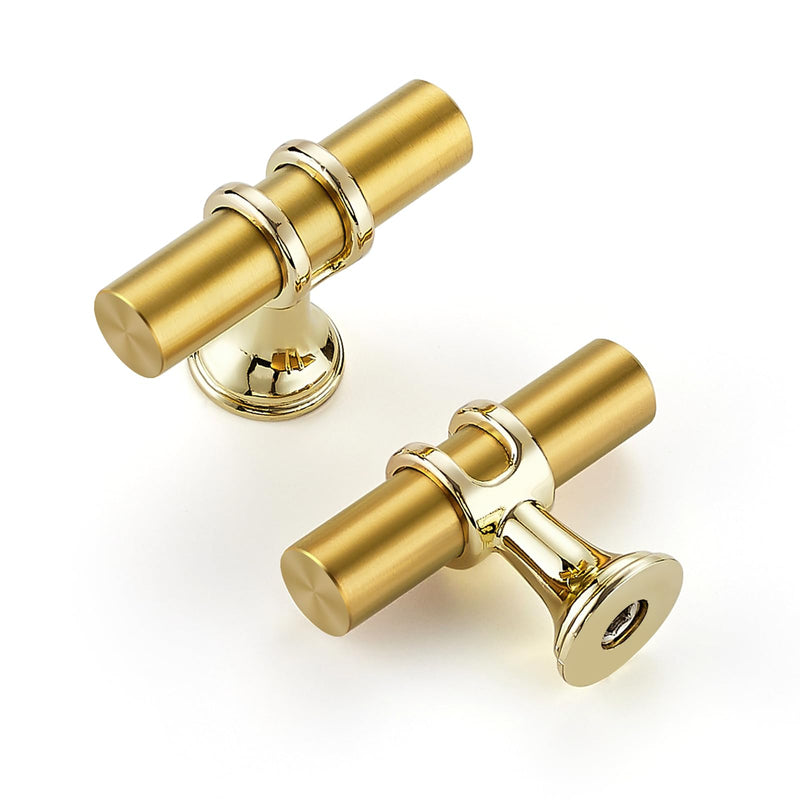 HOME EDIT 10 Pack Gold Cabinet Knobs 2 Inch - Brushed Brass Drawer Knobs Single Hole Gold 6T Bar Hardware Drawer Pulls for Kitchen Cabinets and Dressers