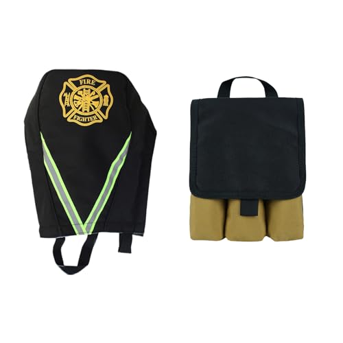 MELOTOUGH Firefighter Bag Fireman SCBA Air Respirator Tool Storage Bag + 7-Pocket Firefighter Tool Pouch with Carry Handle and Flap, Fits in Bunker Gear Pocket, Firefighter Pants,Khaki