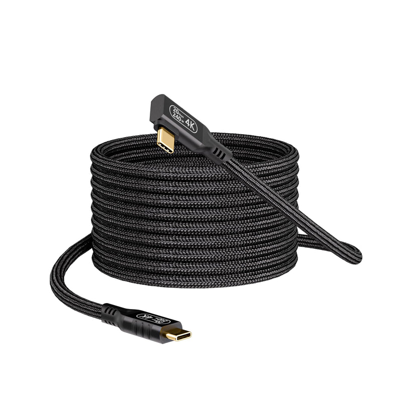 16.5FT USB C to USB C Cable, 20Gbps Data Transfer, 4K 60Hz Video, 100W Fast Charging, Compatible with iPhone 15/16, MacBook Pro, Samsung Galaxy S21/S22/S23 20Gbps Right Angle cable 16.5ft/5.0m