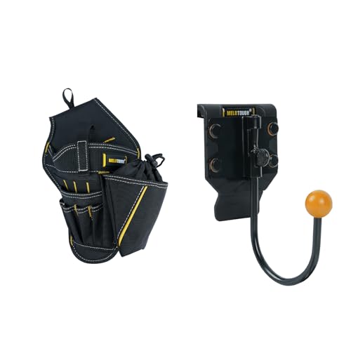 MELOTOUGH Drill Holster Impact Driver Holster with Bit Pouch Heavy Duty Tool Belt Hook Cordless Drill Holster for Tool Belt (Right Hand)