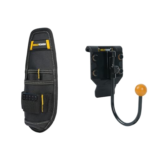 MELOTOUGH Small Tool Holder, Min Work Organizer Tool Pouch and Knife Holder with Snap Clip, Tool Belt Hook,Tool Holster,Drill Belt Holder,Cordless Drill Holster Single (Black)