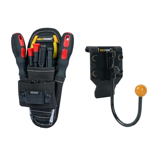 MELOTOUGH Small Tool Pouch with Belt Clip,Small Tool Holder Pouch, Min Work Organizer Tool Holster and Knife Holder,Tool Belt Hook,Tool Holster,Drill Belt Holder,Cordless Drill Holster Single (Black)