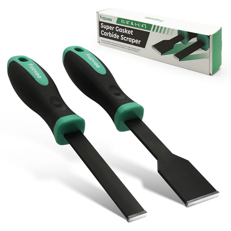 2PCS Carbide Scraper Set(1-1/4 inch & 5/8 inch),Super Gasket Scraper with Durable Tungsten Tip for Remove Gaskets, Carbon and More from Varied Surfaces 1x5/8" +1x1-1/4"
