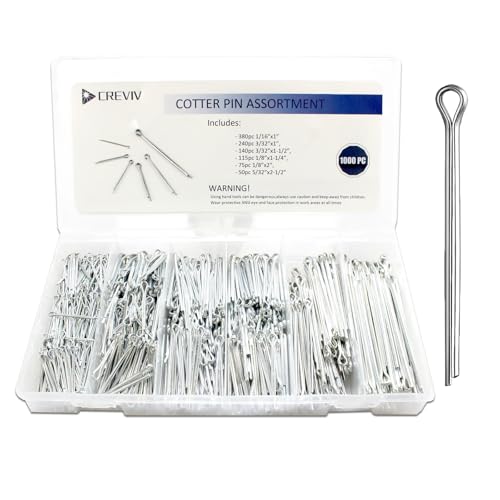 1000 pcs Cotter Pin Assortment Kit, 6 Sizes Split Pins (1/16" to 5/32")