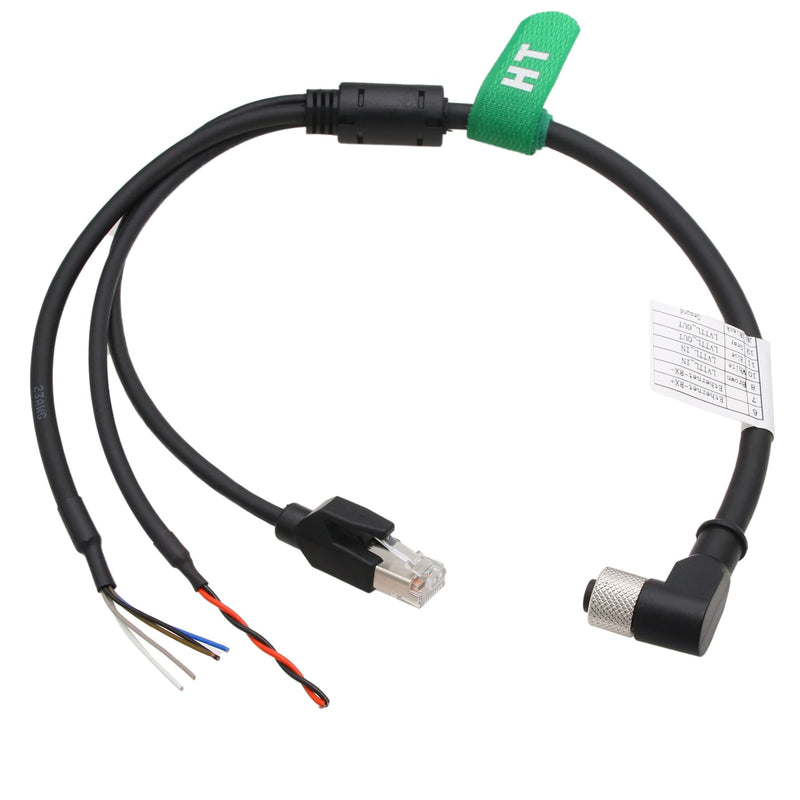 Cable for DJI Livox Mid-360 LiDAR Sensor Power Network Ethernet to Computer Debug, M12 Aviation Connector 12 Pin Female Right Angle to RJ45 Flying Leads, 50cm 50 cm 1-to-3 splitter cable with angled M12 12-pin