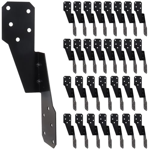 30 Pack Heavy Duty Hurricane Ties with Black Powder-Coated, Hurricane Straps Trusses/Rafters Ties Brackets Joist Hangers for Wood, Shed, Roof 30