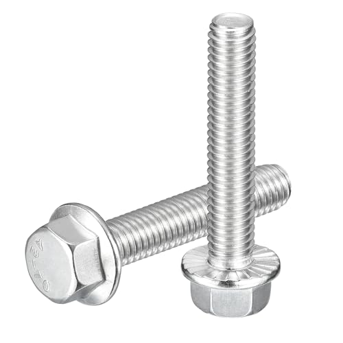 uxcell 25Pcs 3/8-16 x 2 Flanged Hex Head Bolts, 304 Stainless Steel Flange Hexagon Screws, Flange Hex Drive Screws 5.8 Grade for Machinery Industry Home Appliances, Silver 3/8-16 x 2" 25