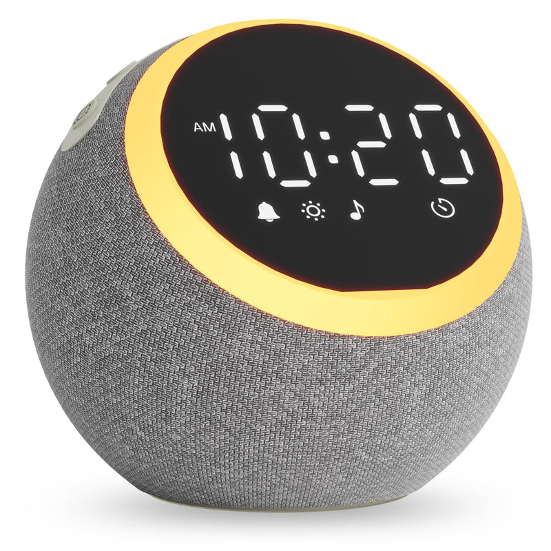 Sound Machine White Noise Machine with 25 Soothing Sounds, 5W Stereo Speaker, Dimmable Alarm Clock for Bedroom with Night Light, 1 Alarm, Sleep Timer, Ideal Gift for Baby, Kids, Adults, Seniors, Grey