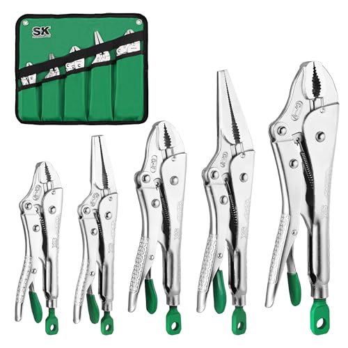 SK 5-Piece Locking Pliers Set, Long Nose & Curved Jaw Vice Grips 5-Piece Set