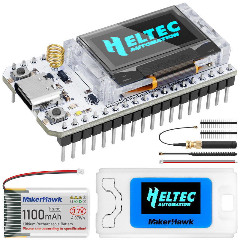 ESP32 LoRa V3 Development Board + 1100mAh Battery + N30 Protect Case Set - with 915MHz Antenna and SX1262 LoRa V3 Devices for Meshtastic Ar duino LoRawan IOT (Upgraded N30 Case) 1 Set (N30 Case+Board+Battery)