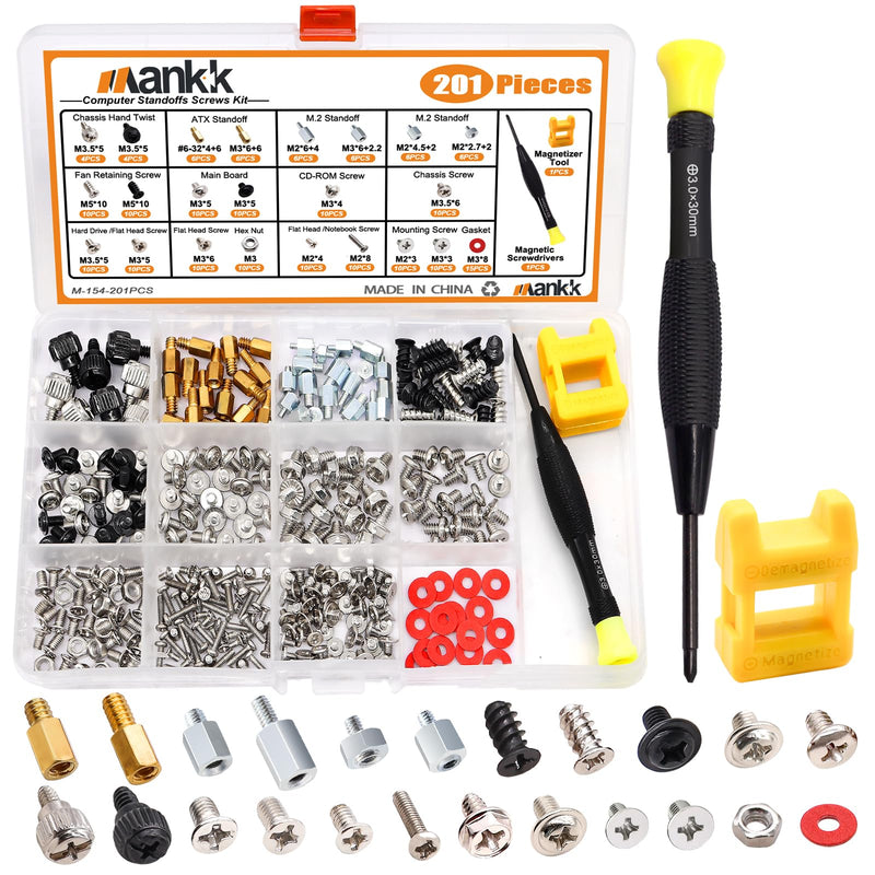 mankk 23 Sizes M.2 Computer Screws Motherboard Standoffs Laptop Screws for Motherboard,HDD Hard Drive,SSD,PC Case,PC Fan,ATX Case,CD-ROM