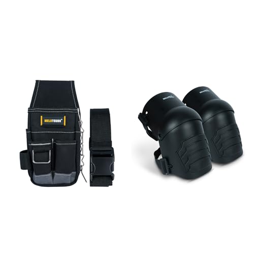 MELOTOUGH Pocket Tool Pouch Tool Belt Pouches with Belt Clip Utility Mini Tool Organizer Pouch,Knee Pads for Work,Construction,Flooring,Gardening-Comfortable and Flexible(Black)