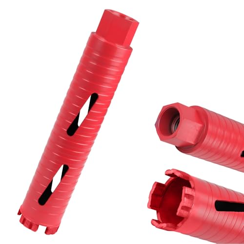 2" Diamond Core Drill Bit, 9-1/20" Dry/Wet Laser Welded Drill Bit with 4 Diamond Segments, 51MM Hole Saw for Reinforced Concrete Brick Masonry, Fits Hand Drill/Angle Grinder (Red) 2"(51MM)