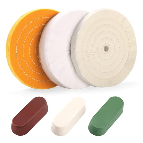6PCS 8 Inch 5/8" Arbor Hole Polishing Wheels Kit for Bench Grinder
