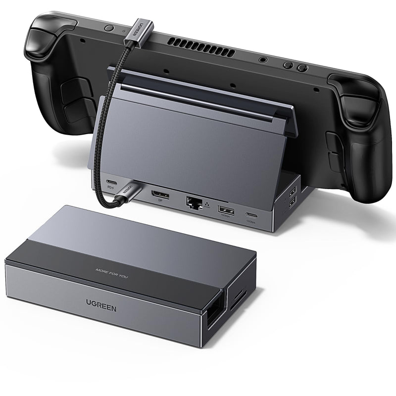 UGREEN Steam Deck Dock 9-in-1 USB C Docking Station with Foldable Stand, 4K@120Hz DP, Gigabit Ethernet, PD 100W, 10Gbps USB A&C 3.2, TF/SD Compatible with Steam Deck, Rog Ally, Rog X, Legion Go etc.