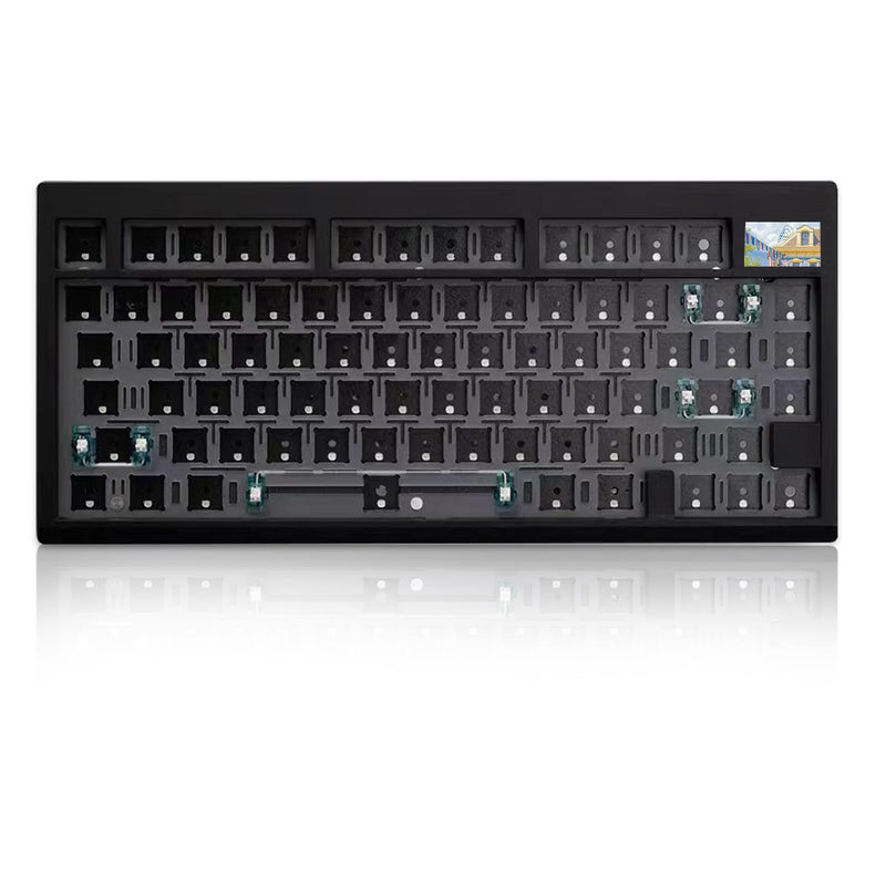 GMK81 75% Keyboard Kit,Hot Swap Bluetooth/2.4G Wireless/Type-C Tri-Mode RGB Mechanical Keyboard with TFT-LCD Screen PCB Gasket VIA Programmable Customized Barebones TKL Gaming DIY Kit (Black) Black+Display