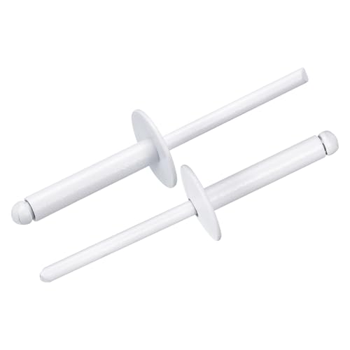 uxcell 100Pcs 3/16"x3/4" Large Flange Blind Rivets, Zinc-Plated Carbon Steel Grip and Mandrel Cap Blind Rivets, White 3/16"x3/4"