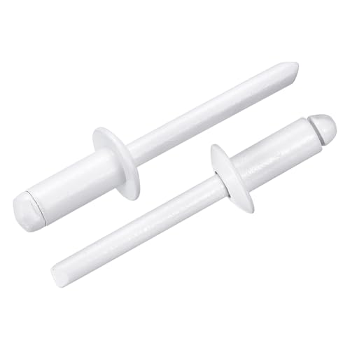 uxcell 100Pcs 1/4"x1/2" Round Head Blind Rivets, Zinc-Plated Carbon Steel Grip and Mandrel Cap Blind Rivets, White 1/4"x1/2"